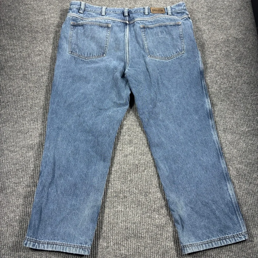 Duluth Trading Co Flannel Lined Jeans Mens 44x30 Blue Denim Plaid Lining